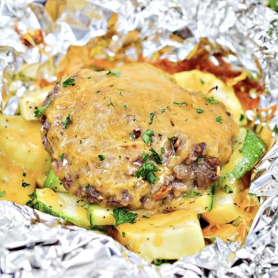 Air Fryer Cheeseburger Foil Packet