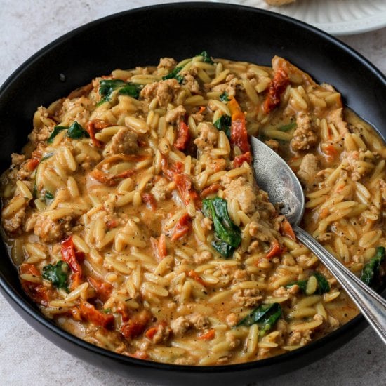 Marry Me Ground Chicken and Orzo