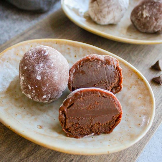 Chocolate Mochi with Ganache