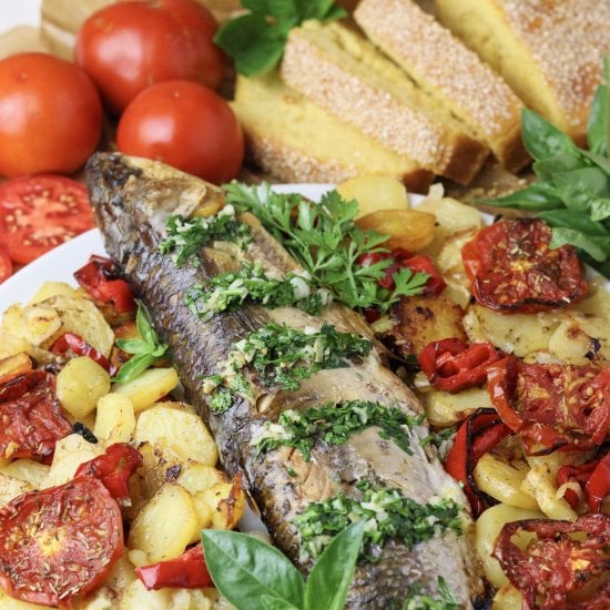 Oven Baked Grey Mullet