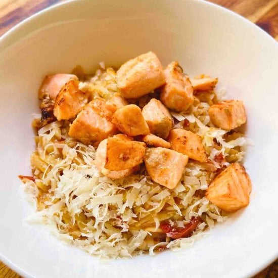 Tomato Orzo with Grilled Salmon