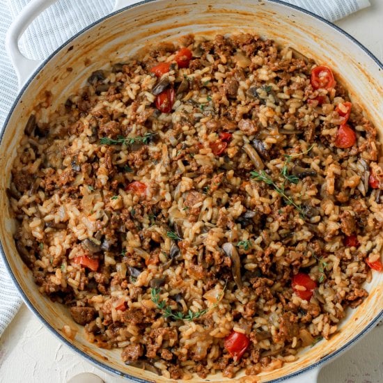 Chorizo and Mushroom Risotto
