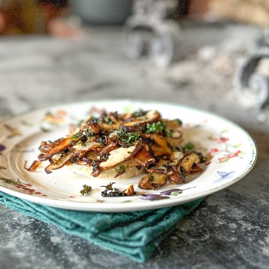 Shiitake mushrooms on sourdough