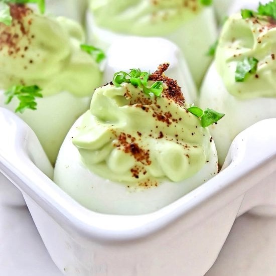 Creamy Avocado Deviled Eggs