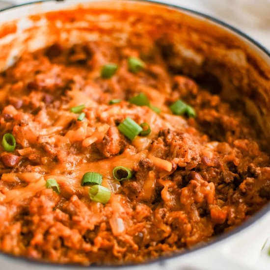 One Pot Chili Cheese Rice