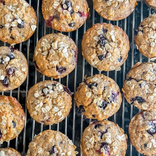 Healthy Banana Blueberry Muffins