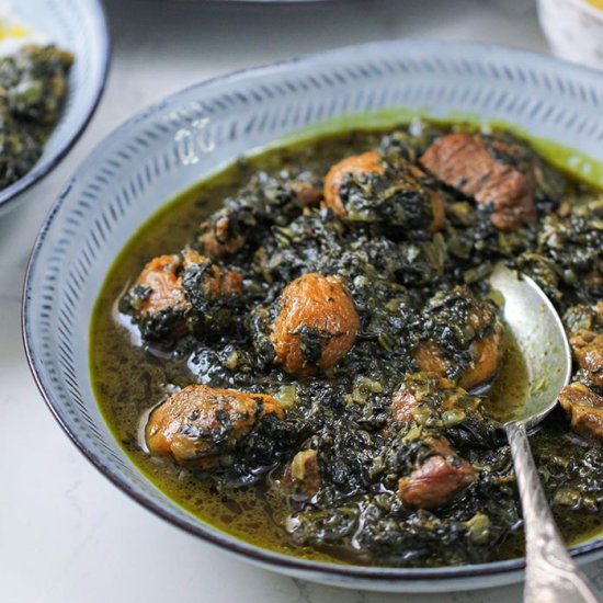 Khoresh Aloo Esfenaj