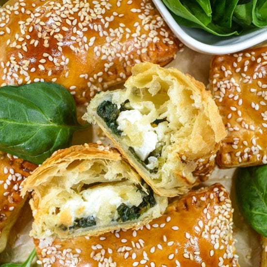 Spinach Feta Puff Pastry Parcels