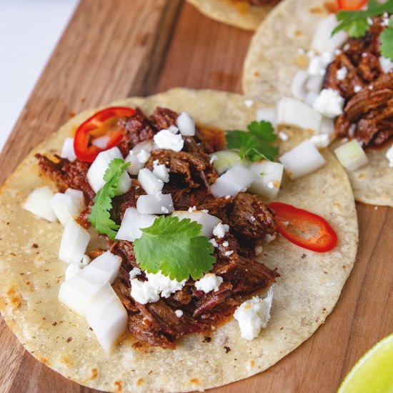 Smoked Beef Cheek Barbacoa Tacos