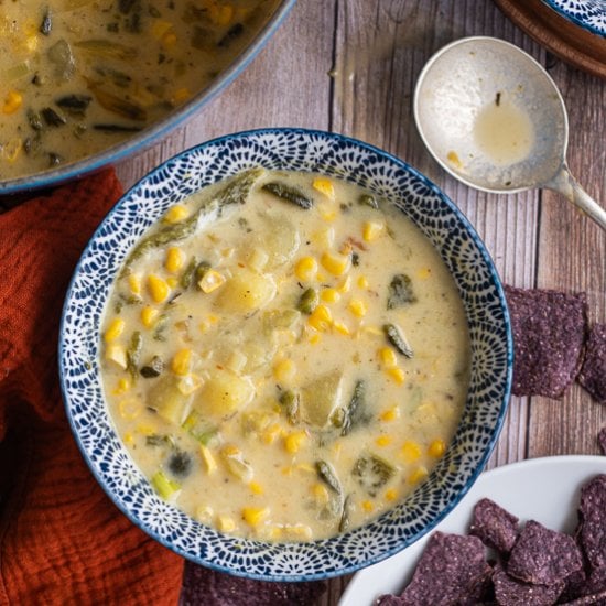 Spicy Roasted Poblano and Jalapeno Soup
