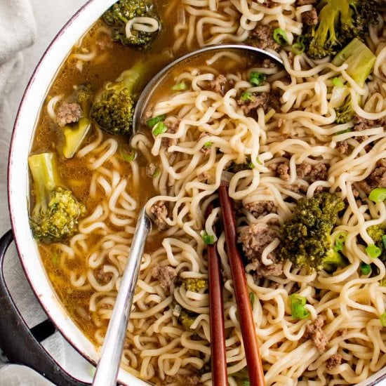 Beef and Broccoli Ramen Soup