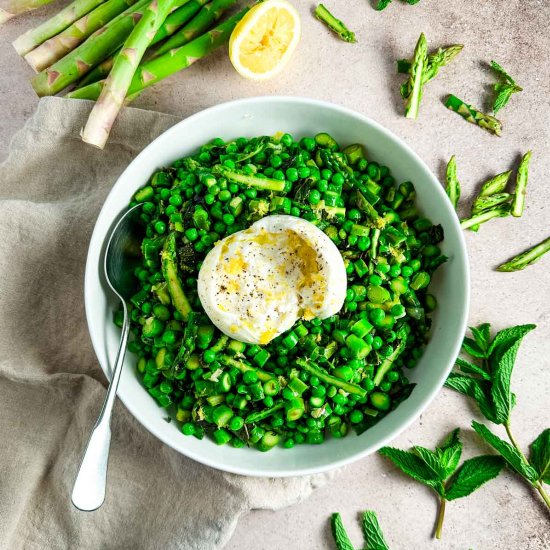 Asparagus and Peas with Burrata