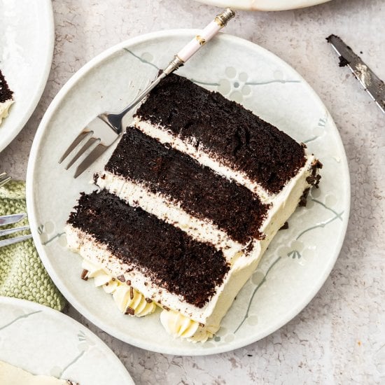 Chocolate Cake and Vanilla Frosting