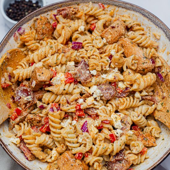 Chicken Bacon and Feta Pasta Salad