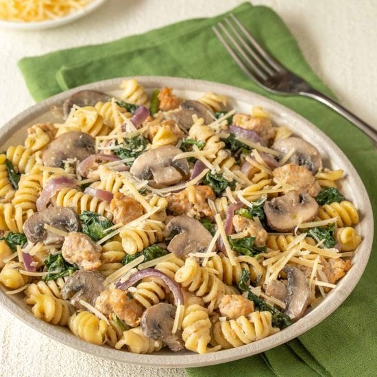 Mushroom & Spinach Pasta (One Pot)