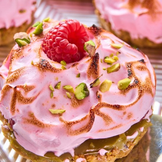 Raspberry Meringue Pistachio Pies