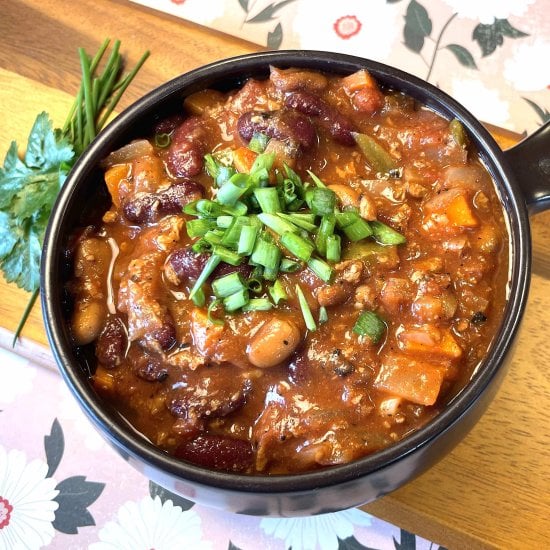 Vegan TVP Pinto Bean Chili WFPB