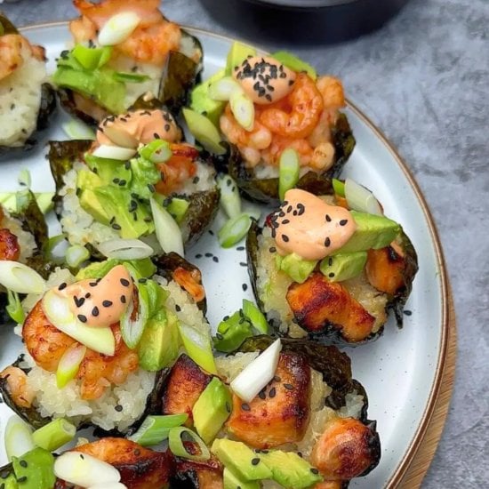 Baked Salmon & Prawn Sushi Cups