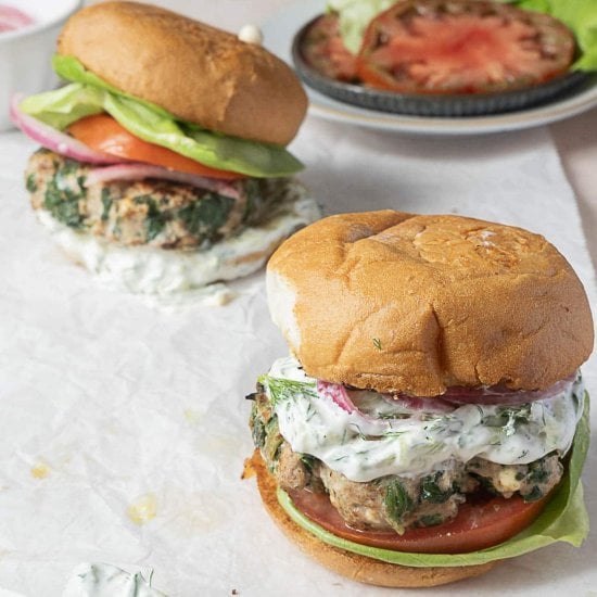Turkey Burger with Spinach and Feta