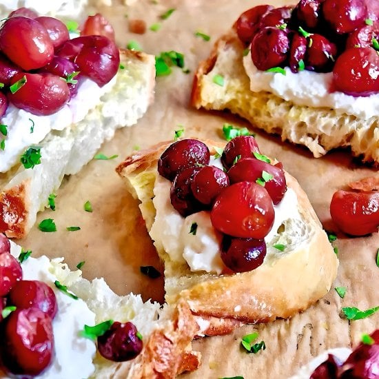 Roasted grape crostini