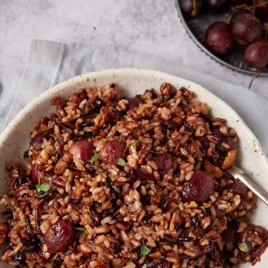 Wild Rice with Roasted Grapes