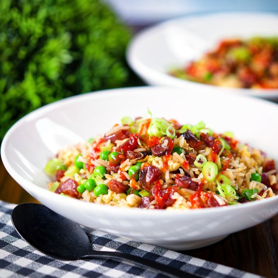 Chinese Sausage and Egg Fried Rice