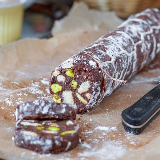 Chocolate Rum Salami with Pistachio