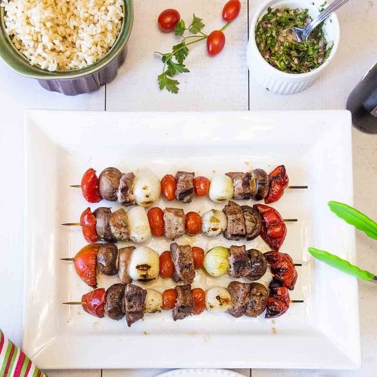 Pork Kabobs with Chimichurri Sauce
