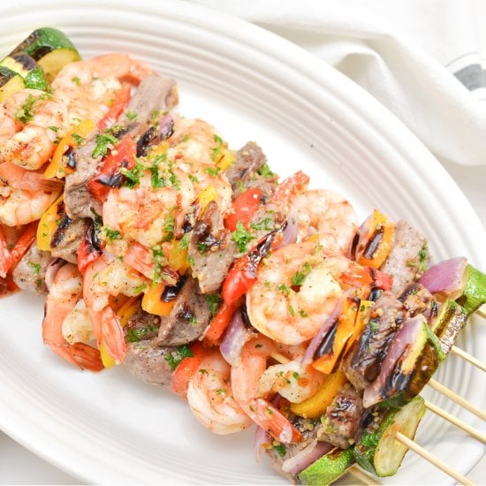 Keto Steak and Shrimp Kabobs