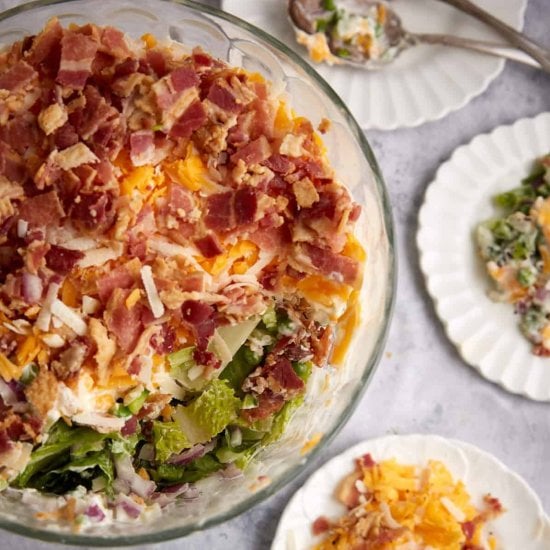 7 Layer Salad with Peas and Mayo