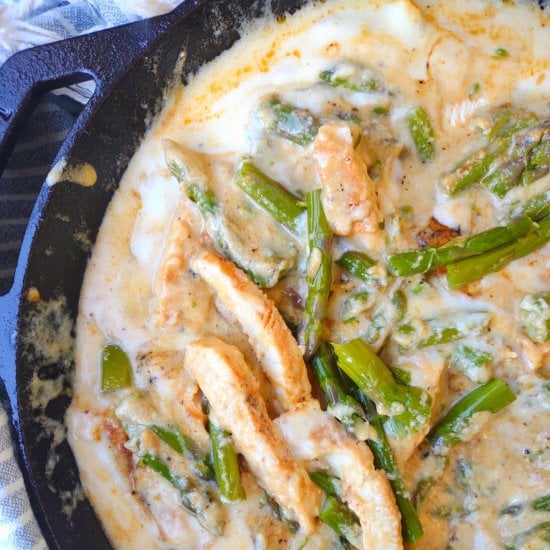 4 Cheese Chicken Asparagus Skillet