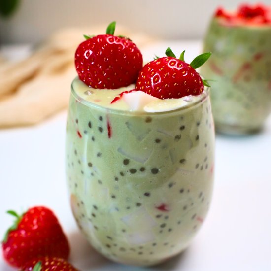 Matcha Strawberry Sago