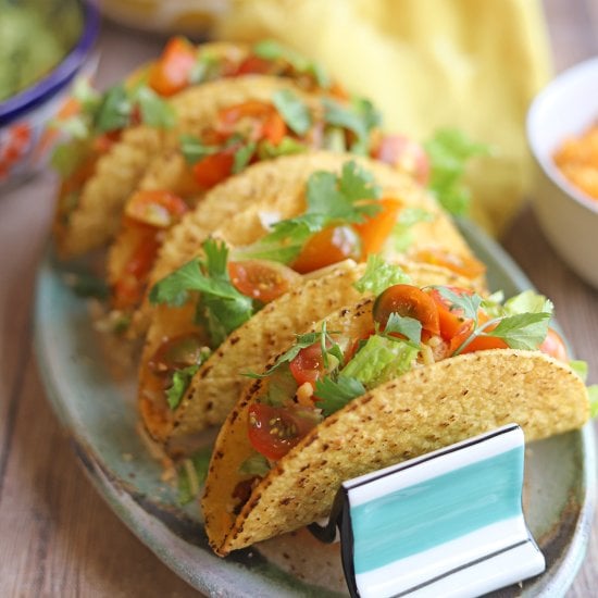 Crunchy soy chorizo tacos