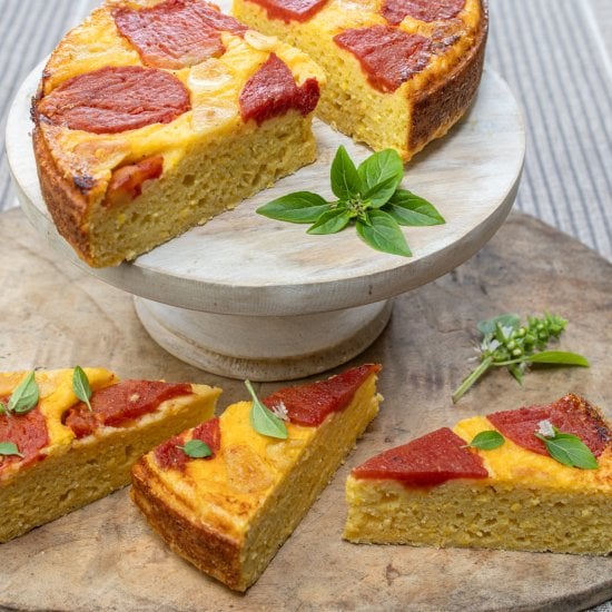 Upside down tomato cornbread