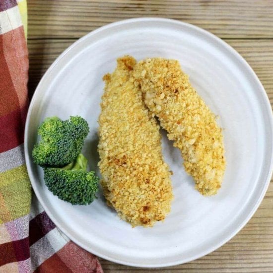 Oven-baked chicken strips