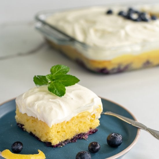 Lemon Blueberry Poke Cake