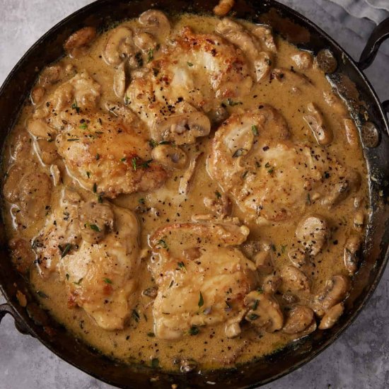 One Pan Creamy Chicken and Mushroom