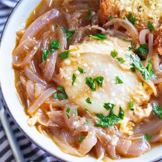 Tuscan Onion Soup with Poached Egg