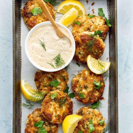 Crab Cakes with Cajun Tartar Sauce