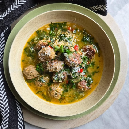Meatball, Spinach & Rice Soup