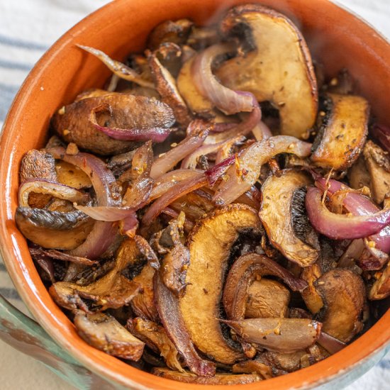 Air Fryer Mushrooms & Red Onions