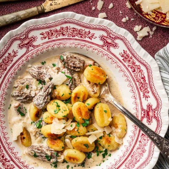 Crispy Gnocchi in Morel Sauce