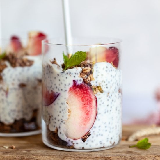 Vegan Peach Pie Chia Pudding