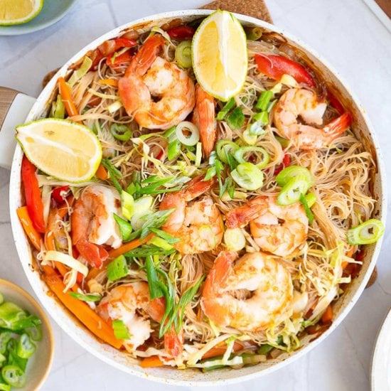 Pancit Bihon with Shrimp