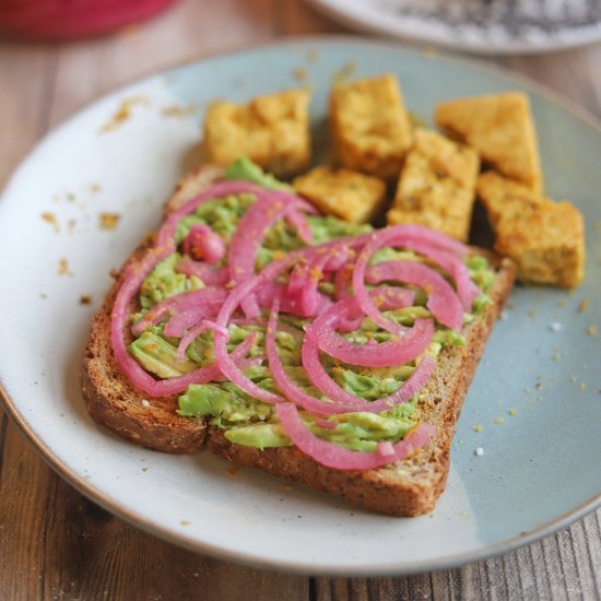Avocado toast with pickled onions