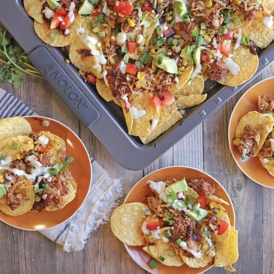 Barbecue jackfruit nachos