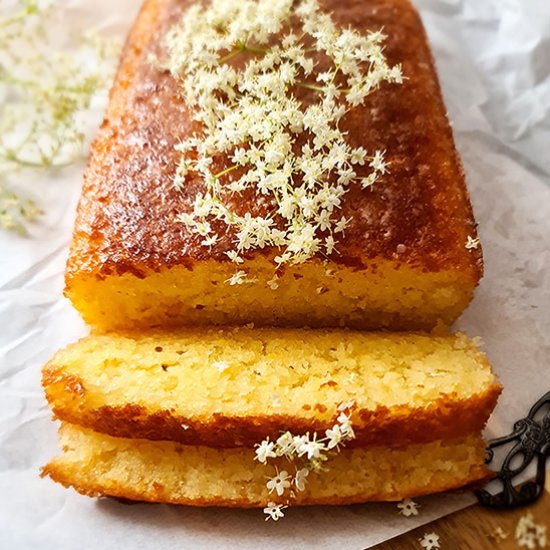 Lemon Loaf Cake with Elderflower Sy