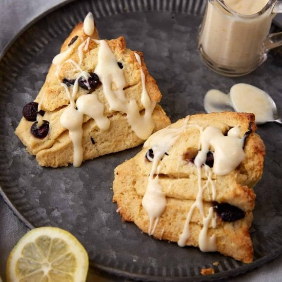 Lemon Glazed Blueberry Scones