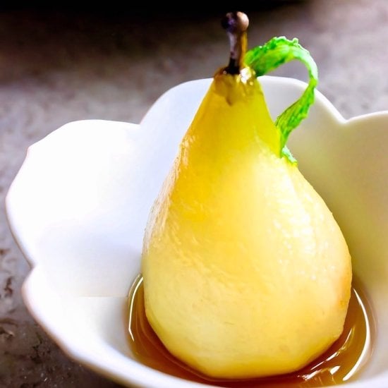 poached pears with a ginger syrup