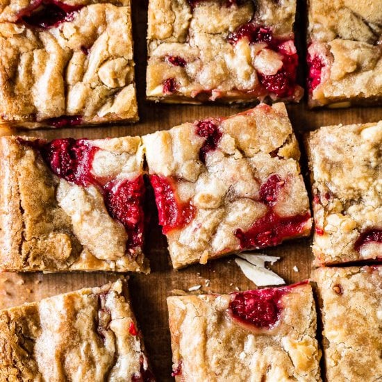 Raspberry White Chocolate Blondies